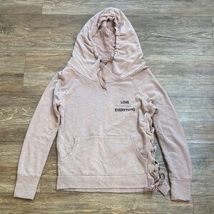good hYOUman Oversized Side Lace Detail Pink Hoodie Love Over Everything Size XS